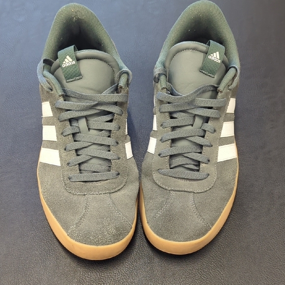 Adidas Men's Olive and White Sneakers with Gum Sole - Picture 2 of 3